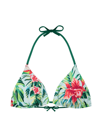 Haut de bikini triangulaire rigolo Fleurs tropicales