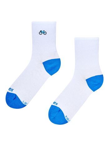 Chaussettes mi-mollet côtelées Cycliste en blanc