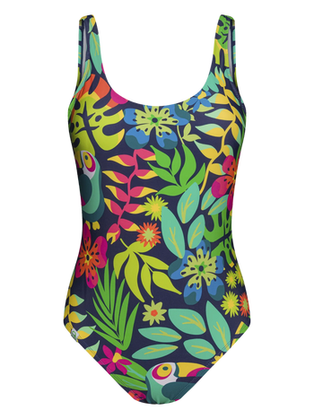 Maillot de bain une pièce rigolo pour femmes Toucan dans la jungle