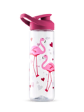 Gourde d’eau rigolote de 700 ml Cœurs et Flamants roses