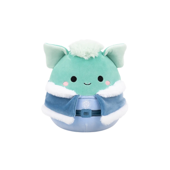 Peluche Squishmallows de 20 cm Troye le gobelin bleu sarcelle pâle portant une tenue d'hiver