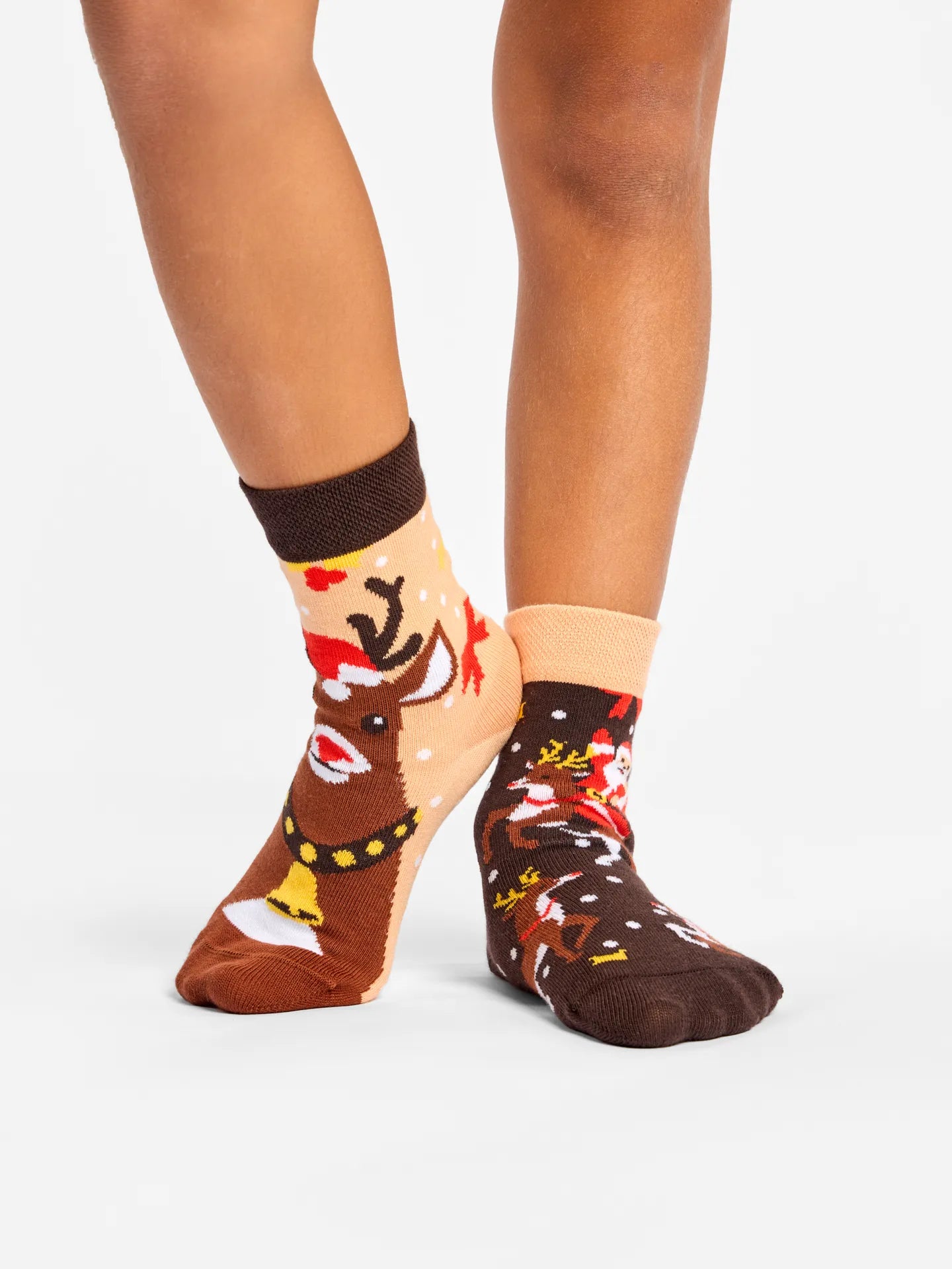 Paire Chaussettes Fantaisie Noël - Renne, Nez Rouge, Flocons, Tailles 37-40