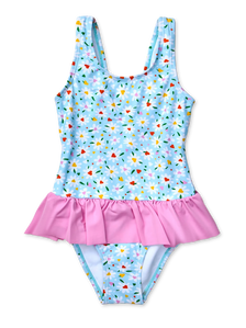 Maillot de bain rigolo pour filles Petits coeurs et marguerites