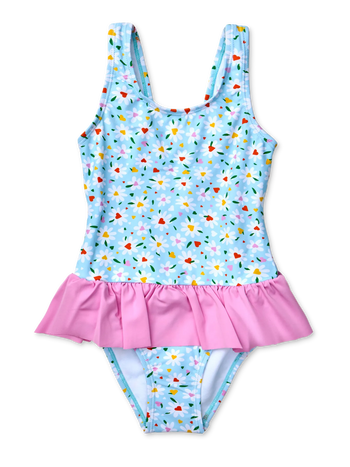 Maillot de bain rigolo pour filles Petits coeurs et marguerites