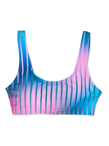 Haut de bikini de sport rigolo Rayures violettes