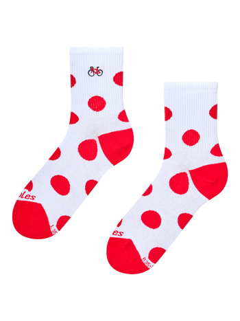 Chaussettes mi-mollet côtelées Cycliste à pois