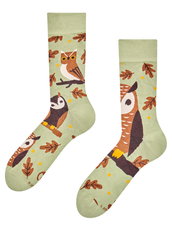 Chaussettes rigolotes en fibres de bambou Hibou marron