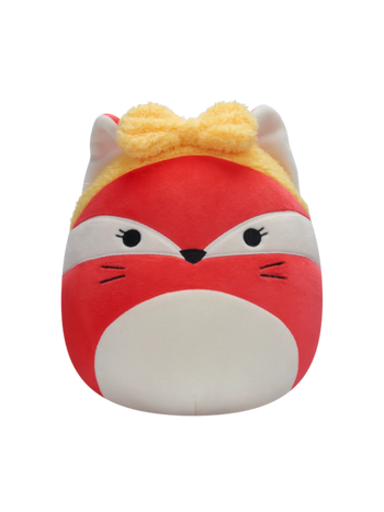 Peluche Squishmallows de 20 cm Fifi le renard rose avec bandeau jaune
