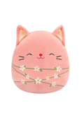 Peluche Squishmallows de 20 cm Wilka le chat pêcheur enveloppé de tiges de fleurs