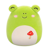 Peluche Squishmallows de 20 cm Wendy la grenouille verte sur laquelle est brodée un champignon