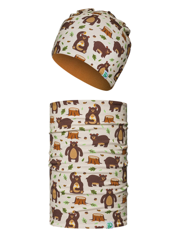 Ensemble bonnet tricoté léger / cache-cou rigolo pour enfants Ours affamé