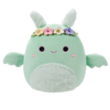 Peluche Squishmallows de 20 cm Tove le Mothman vert menthe à la couronne de fleurs et au ventre pelucheux