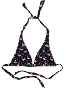 Haut de bikini triangulaire rigolo Flamants et feuilles