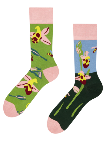Chaussettes rigolotes en fibres de bambou Ophrys mouche