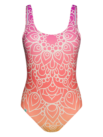 Maillot de bain une pièce rigolo pour femmes Mandala ensoleillé