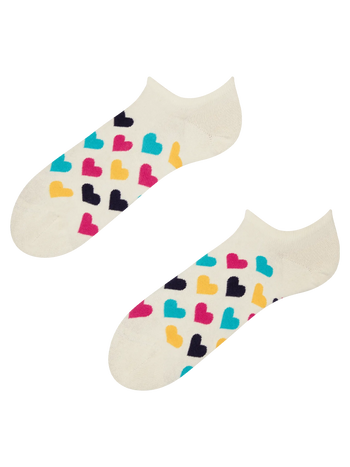 Socquettes rigolotes pour baskets Cœurs colorés