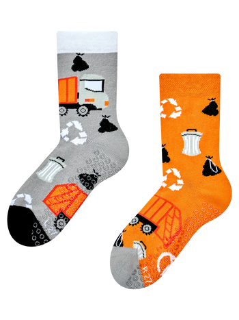 Chaussettes antidérapantes pour enfants Camion à ordures