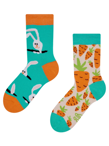 Chaussettes rigolotes pour enfants Lapin et carotte