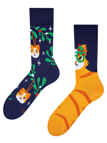 Chaussettes rigolotes Chat de Noël