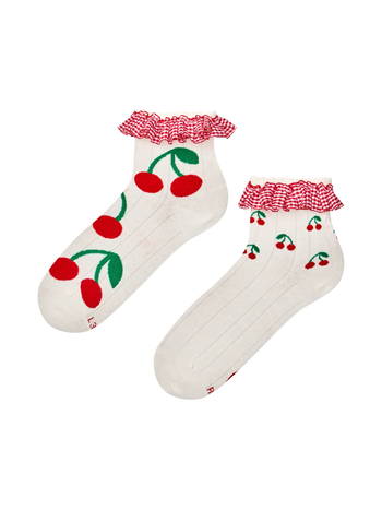 chaussettes cutecore Cerises pour pique-nique