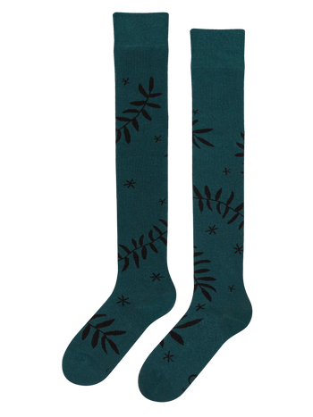 Chaussettes rigolotes hautes au-dessus des genoux Feuilles noires