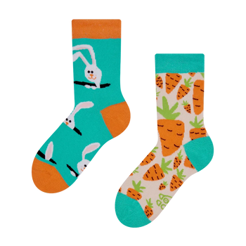 Chaussettes rigolotes pour enfants Lapin et carotte