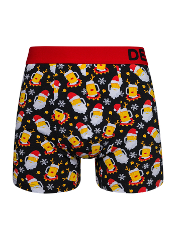 Boxer rigolo pour hommes Père Noël tenant une bière