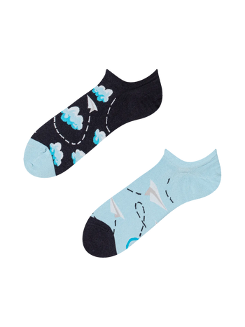 Socquettes rigolotes pour baskets Avions en papier et nuages