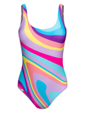 Maillot de bain une pièce rigolo pour femmes Vagues de couleur