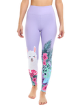 Legging de sport rigolo Lama et fleurs