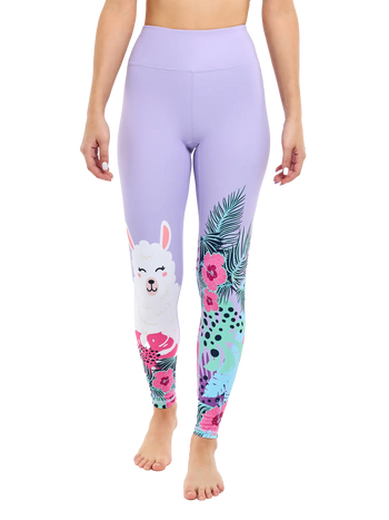 Legging de sport rigolo Lama et fleurs