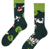 Chaussettes rigolotes en fibres de bambou Poisson koï et nénuphars