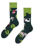 Chaussettes rigolotes en fibres de bambou Poisson koï et nénuphars