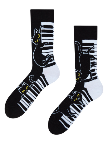 Chaussettes rigolotes Chat jouant au piano