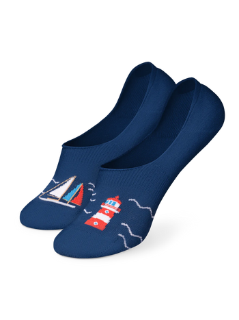Chaussettes invisibles rigolotes Phare et bateaux à voile