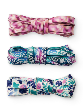 Paquet de 3 paires de lacets rigolos Feuilles turquoise