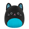 Peluche Squishmallows de 20 cm Eponine le chat noir au ventre duveteux bleu néon et aux oreilles scintillantes