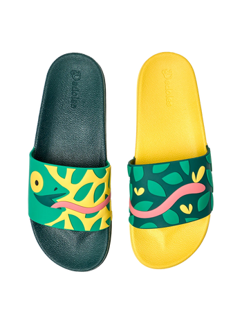Sandales rigolotes Caméléon à la chasse