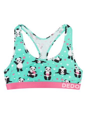 Bralette rigolote pour femmes Panda et petits cœurs