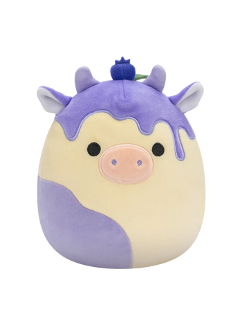 Peluche Squishmallows de 20 cm Benito la vache cheesecake aux bleuets