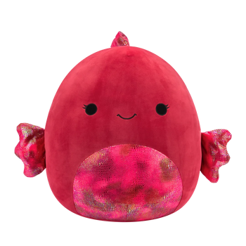 Peluche Squishmallows de 40 cm Barella le poisson Betta framboise