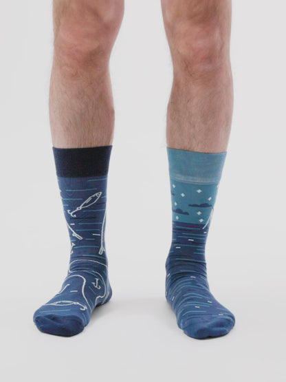 Chaussettes rigolotes Pêcheur de nuit