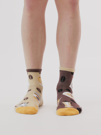 Chaussettes mi-mollet rigolotes Café matinal
