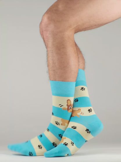 Chaussettes rigolotes Chiens et rayures