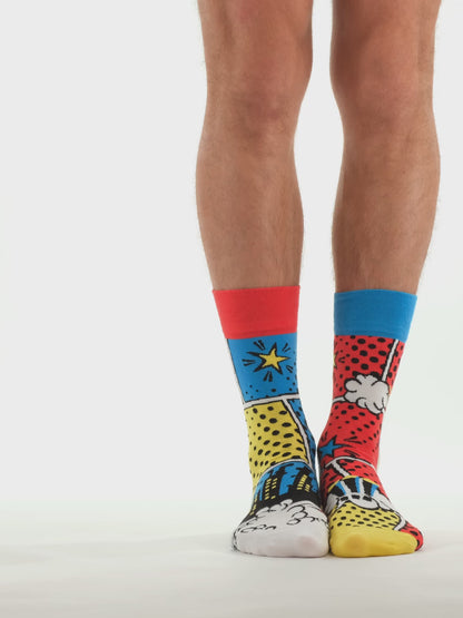 Chaussettes rigolotes Bandes dessinées colorées