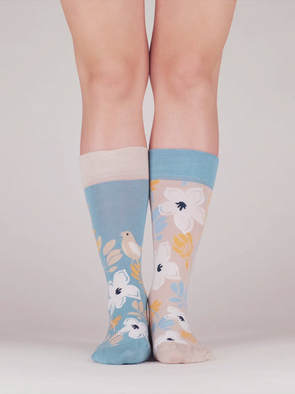 Chaussettes rigolotes en fibres de bambou Nature se réveille