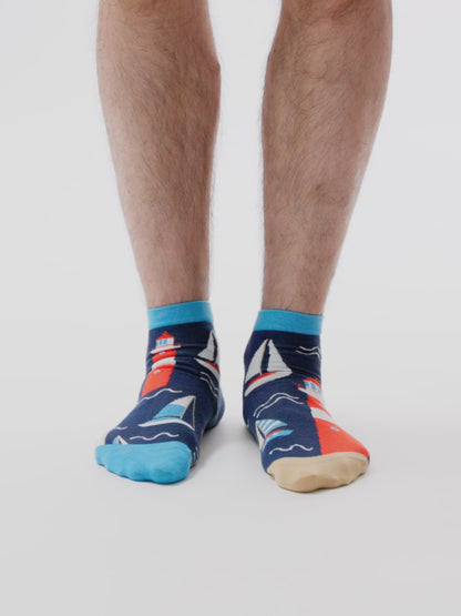 Socquettes rigolotes Phare et bateaux à voile