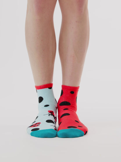 Chaussettes mi-mollet rigolotes Coccinelles et points