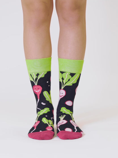 Chaussettes rigolotes Radis heureux